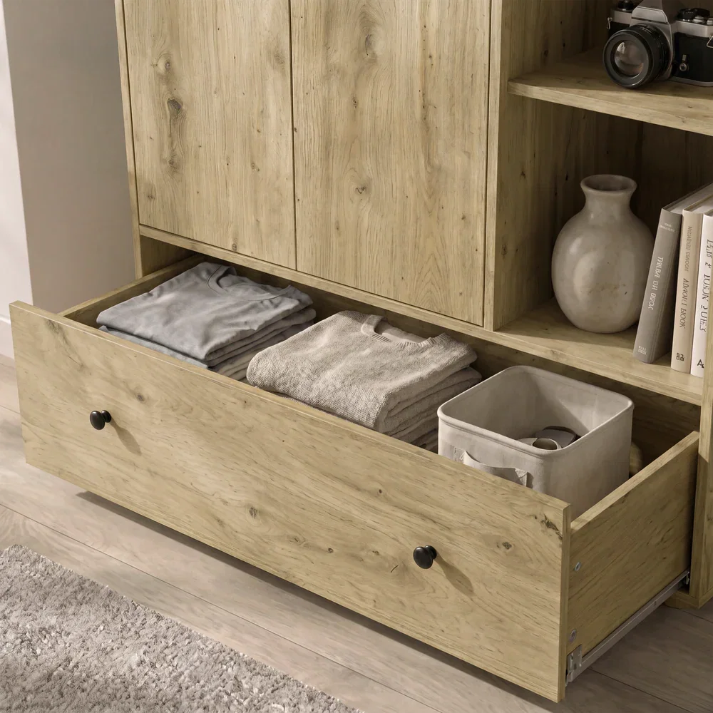 Selby drawer open with folded items