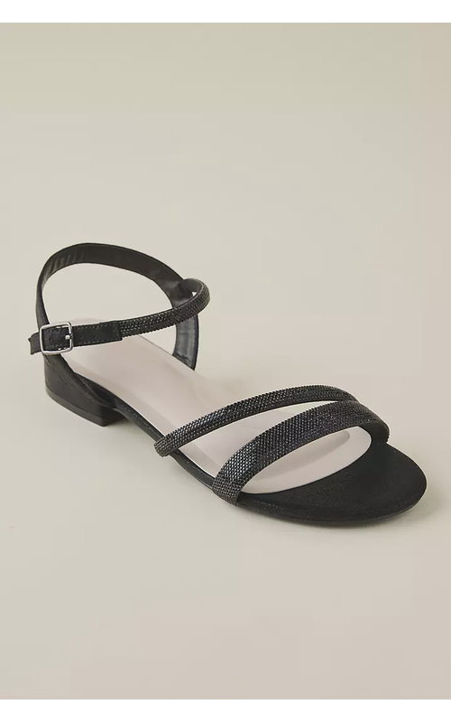 Crystal Strap Low Heel Sandals