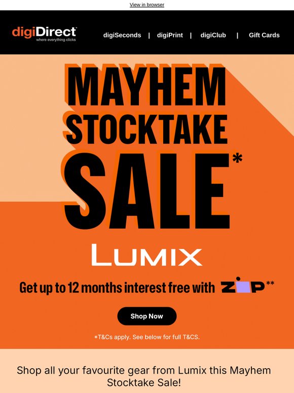🔥 IT’S MAYHEM! Shop all your favourite gear from Lumix!