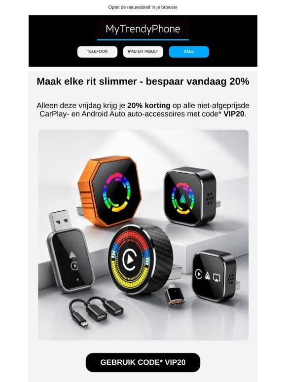 Vrijdagdeal: 20% korting op CarPlay & Android Auto