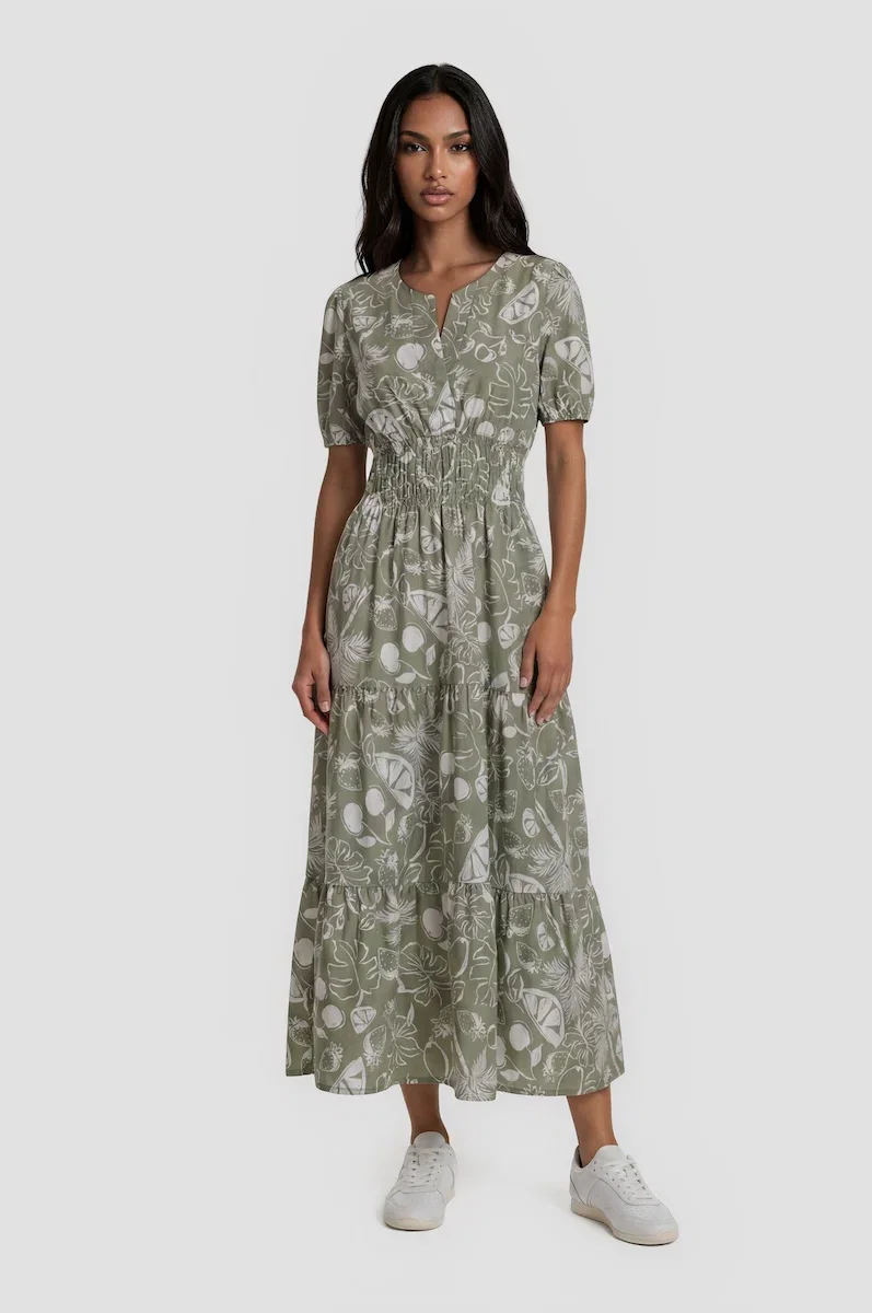 Image of Cinched Waist Tiered Dress - Mint