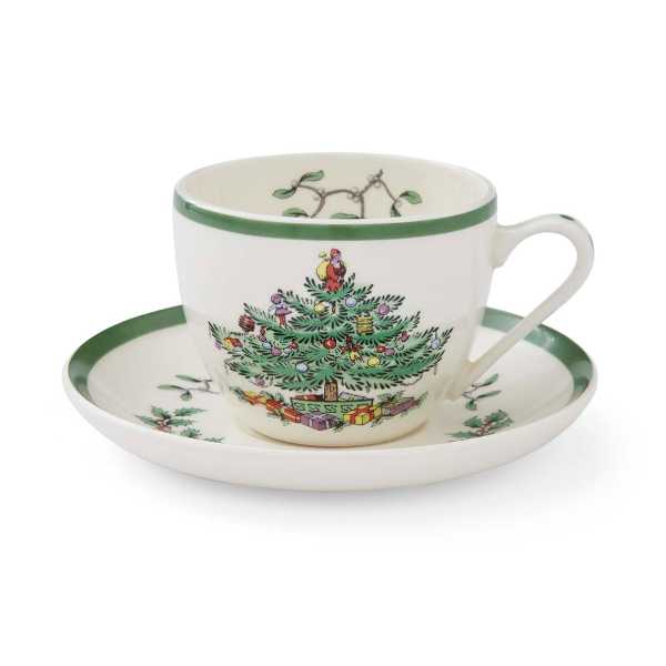 Christmas Tree Teacup & Saucer