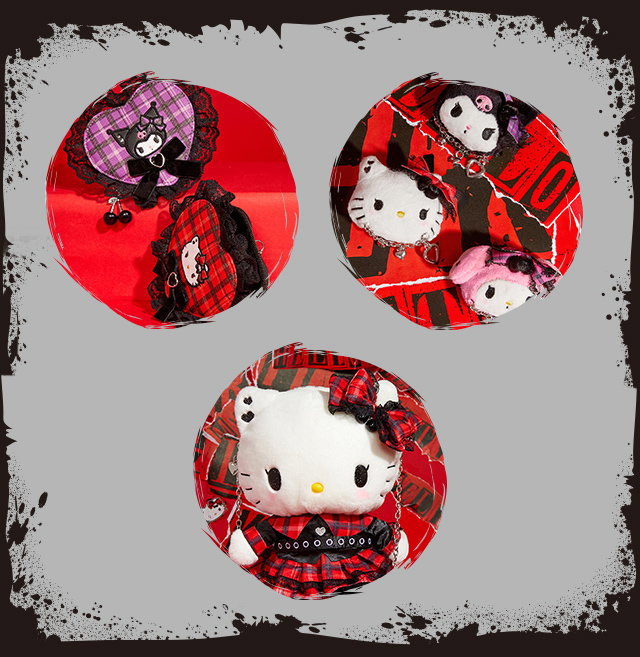 Sanrio Characters Rock n' Check Collection displayed against a gray background with graphics.
