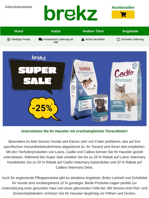 Tierarztfutter und Pflegeprodukte mit Rabatt