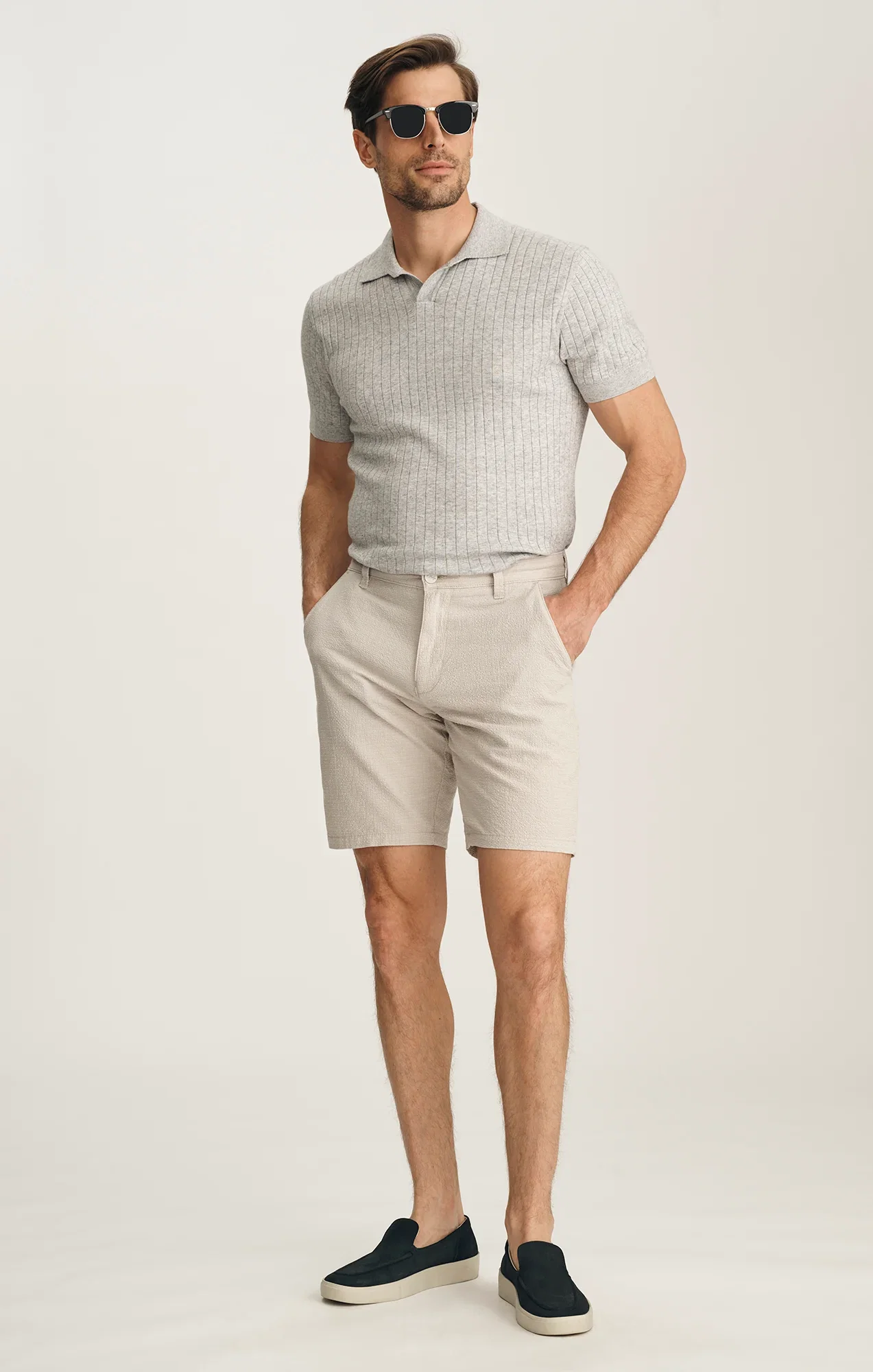 Image of Arizona Slim Shorts In Stone Seersucker