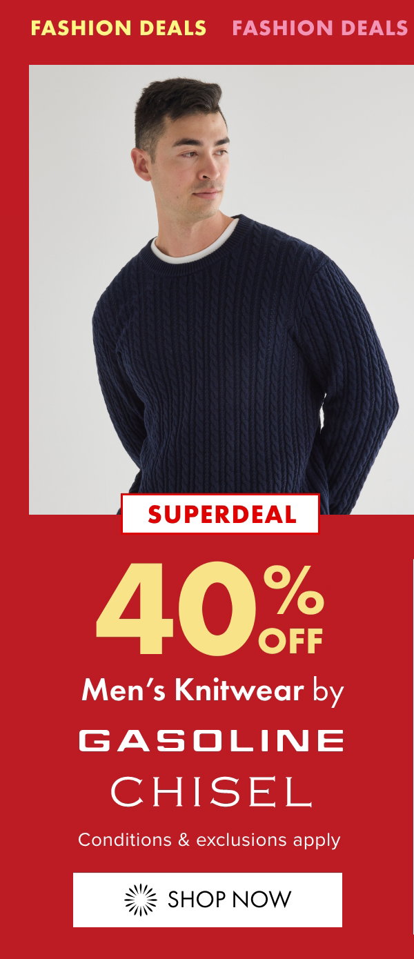 SUPERDEAL 40% OFF Men's Knitwear by Gasoline & Chisel