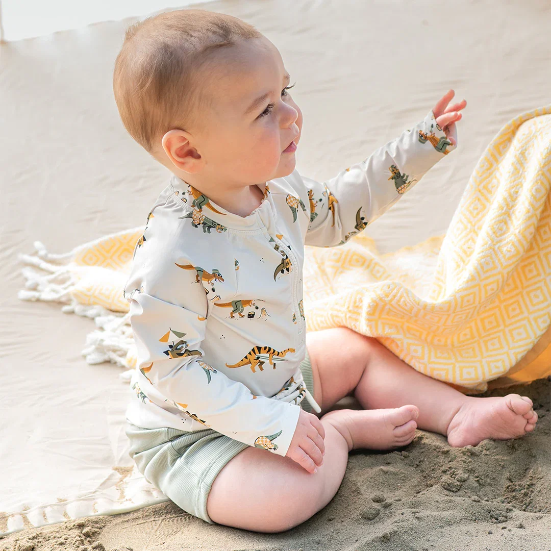 Image of Beach Dinos & Sage Rashguard Set