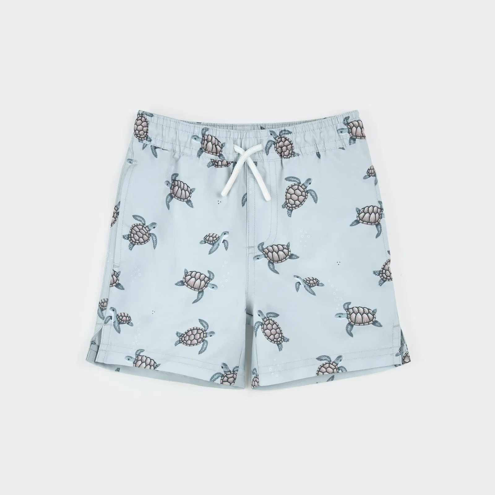 Image of Sea Turtles Print on Light Blue Swim Trunks