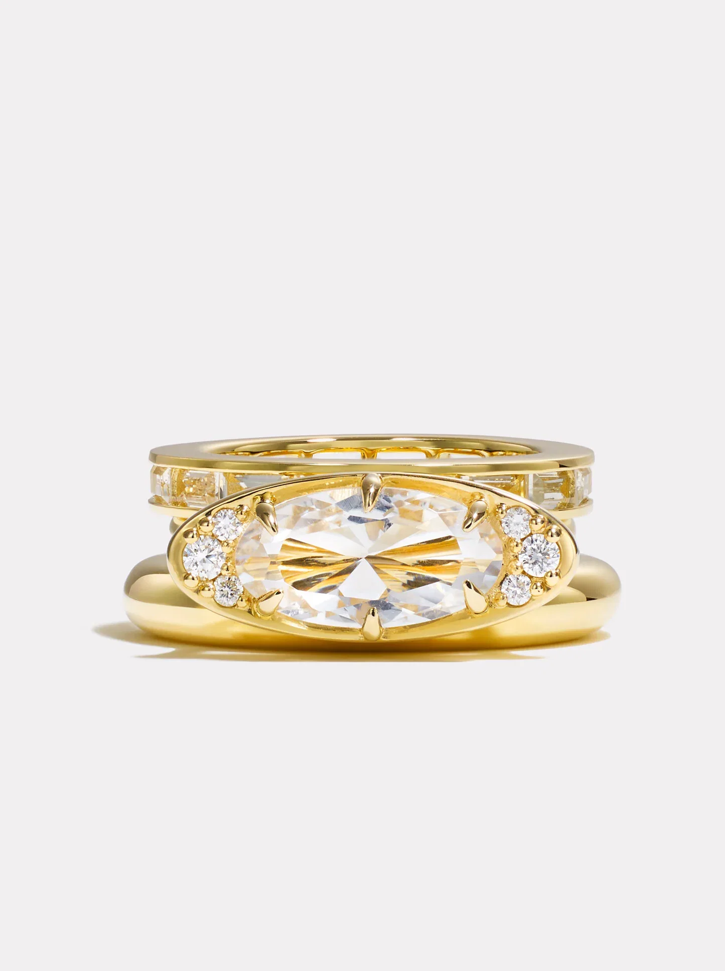 Image of Stack_Ellipse Prism Ring Stack | White Topaz - 52