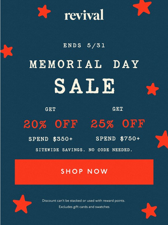[It's Here] Up to 25% off sitewide