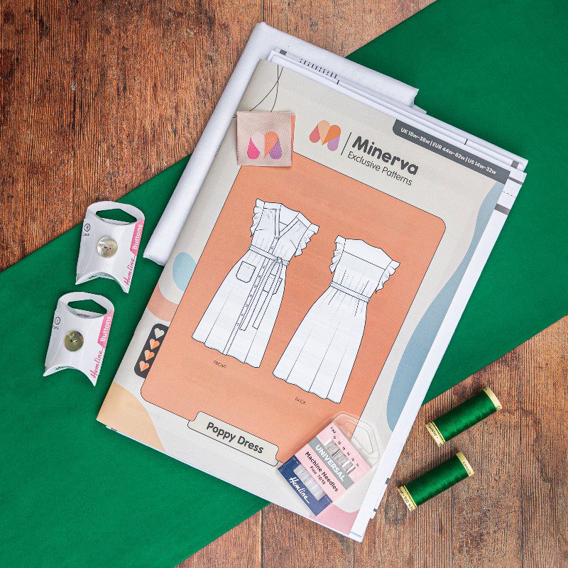 Sew the Poppy Dress in Emerald Green Light Cotton Poplin