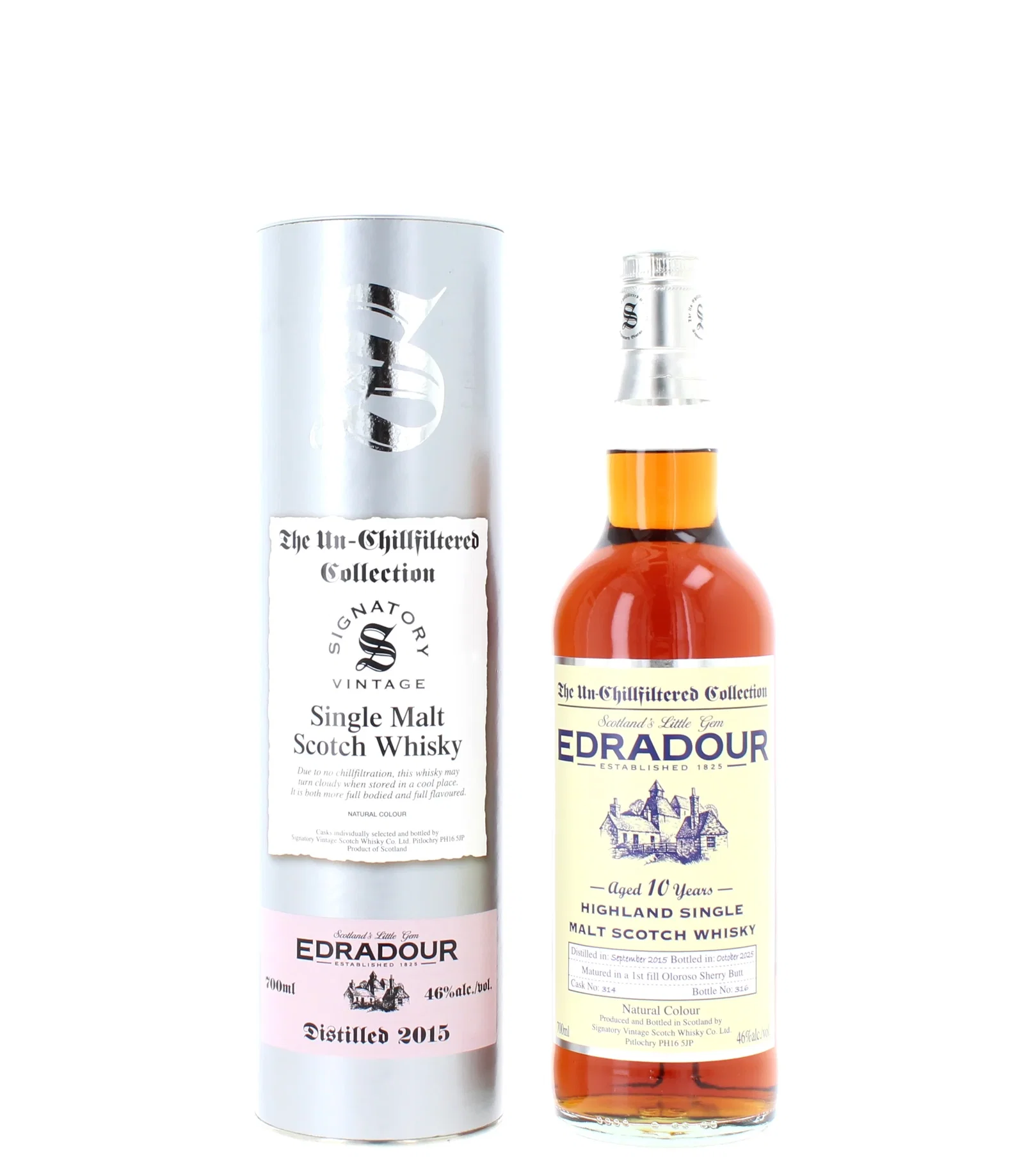 Image of Edradour 10 Year Old 2015 Sherry Cask No: 314 Signatory Vintage Single Malt - 70cl 46%