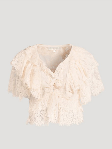 Caper Ruffled Lace Blouse