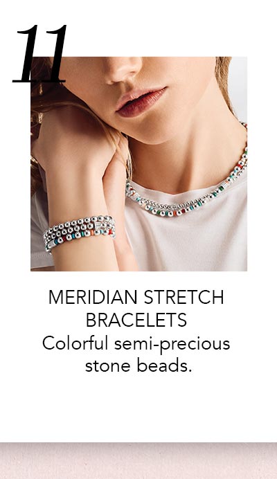 Eleven: Meridian Stretch Bracelets - Colorful semi-precious stone beads.