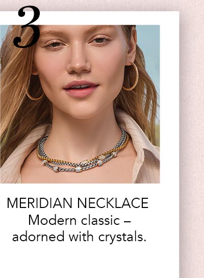 Three: Meridian Necklace - Modern classic - adorned with crystals.