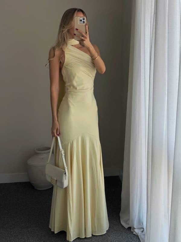 Porto One Shoulder Godet Maxi Dress