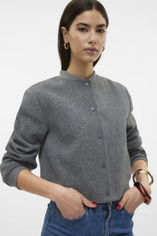 VMCHLOE LS SHORT BOMBER JACKET EXP 10319600 MEDIUM GREY MELANGE