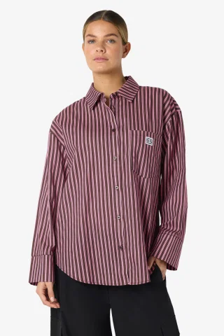 NMFRIDA L/S BUTTON SHIRT WVN BOX 27034799 WINDSOR WINE/BEGONIA PI