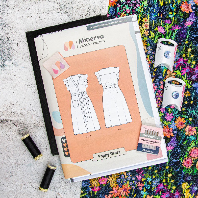 Sew the Poppy Dress in Halcyon Heath Stretch Cototn Poplin