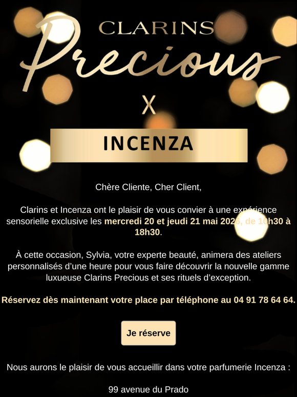 , votre invitation exclusive Clarins Precious