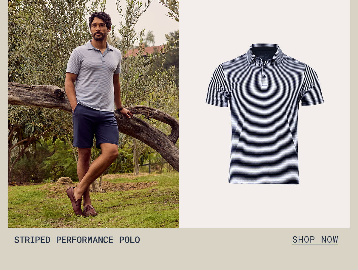 Striped performance polo