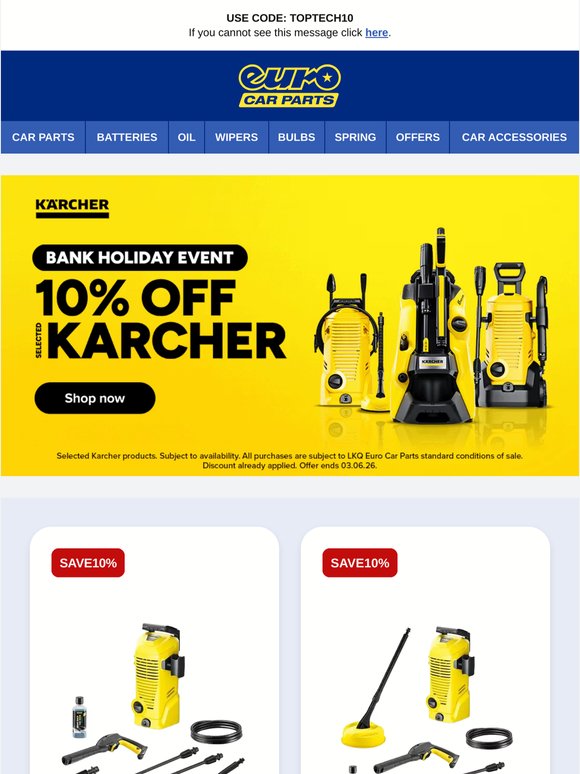 Top Offers | 10% Off Selected Karcher & Top Tech | + More Inside…