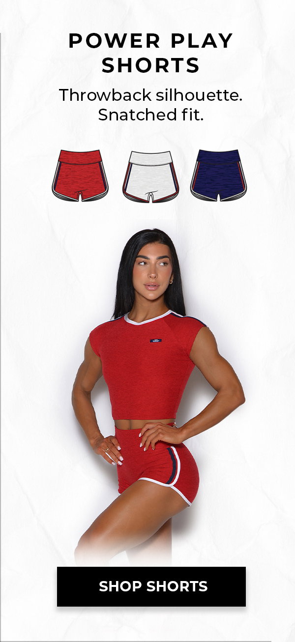 Power Play Shorts in Sunset Red and Shop Shorts button