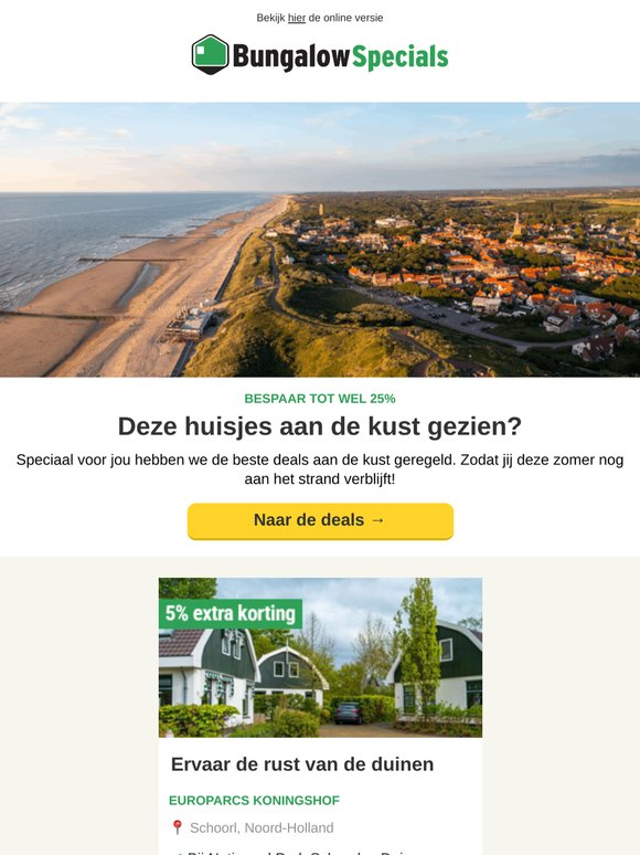 Huisje aan de kust: 25% korting