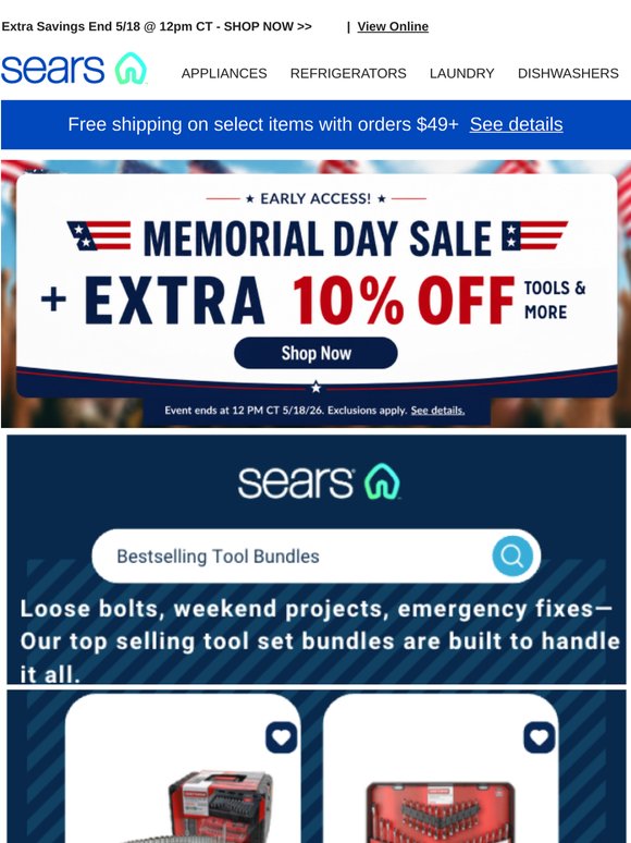 🎉🏡 Don't miss out on extra 10% savings on tools & more! Hurry, ends 5/18 @ 12pm CT!