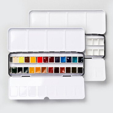 Daniel Smith Hand Poured Watercolour Half Pan Set of 24 With FREE Empty Metal Box