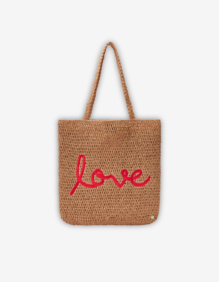 Strandtasche mit "Love"-Stickerei