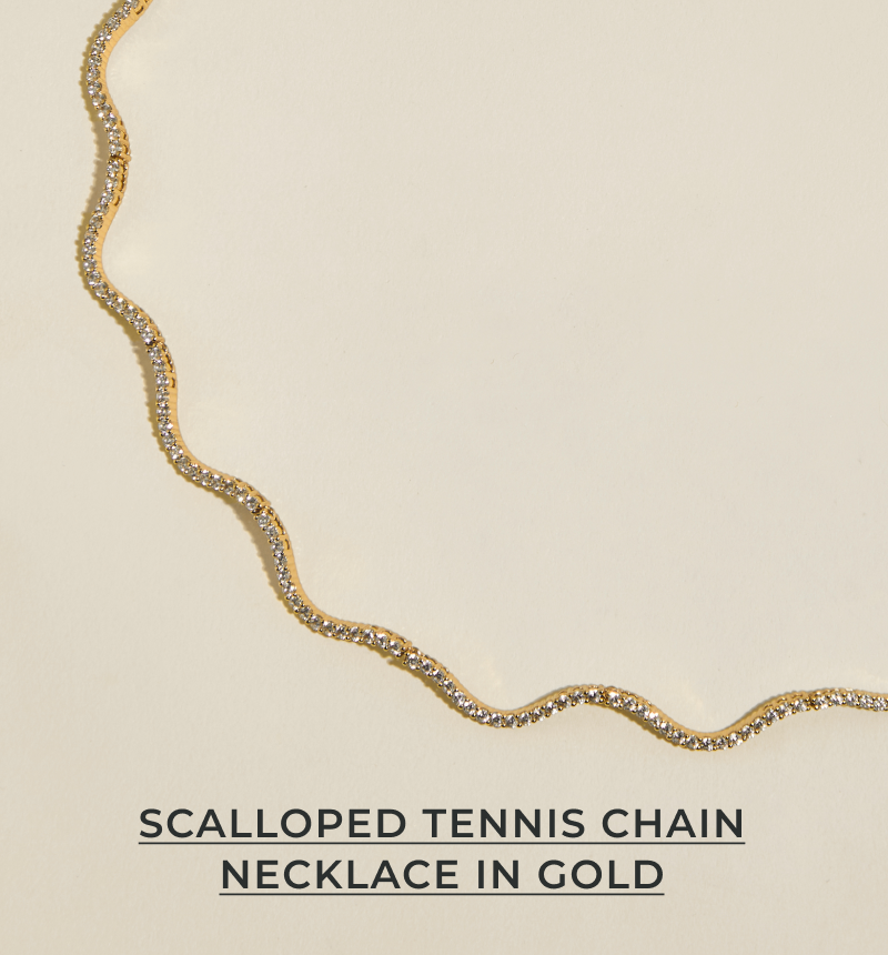 Scalloped Tennis Chain Necklace in Gold