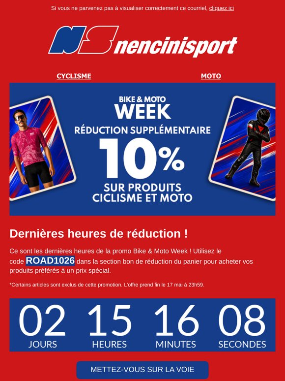 🚨 Dernières heures pour EXTRA 10% - Bike & Moto Week