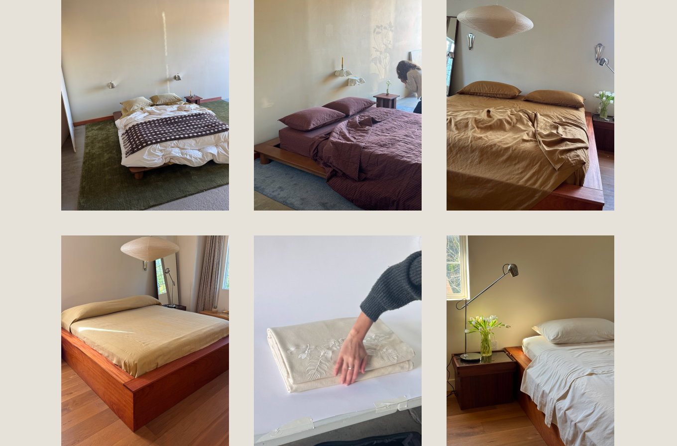 Collection of behind the scenes bedding photos
