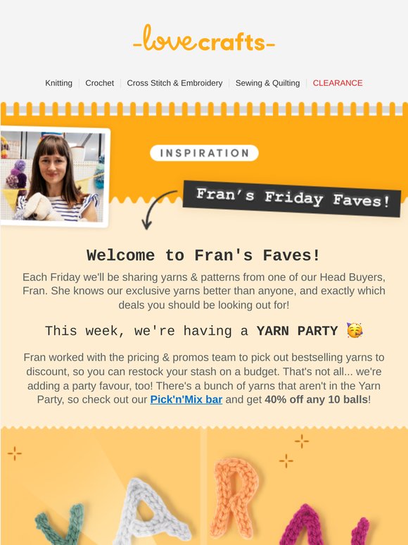 Yarn Party with 40% off Pick'n'Mix 🥳🍭