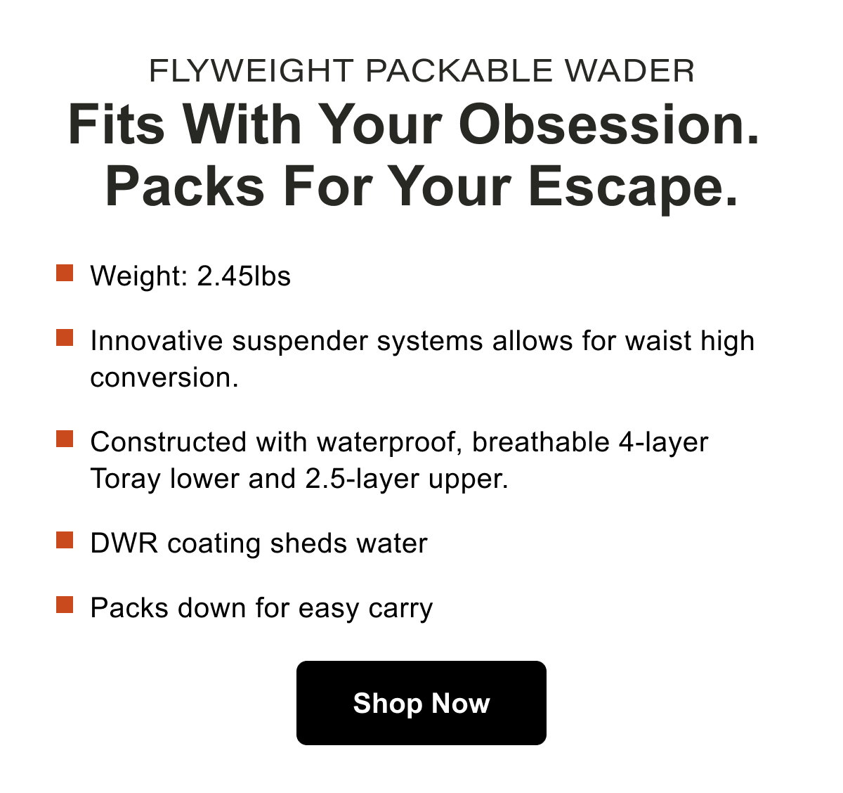Flyweight Packable Wader