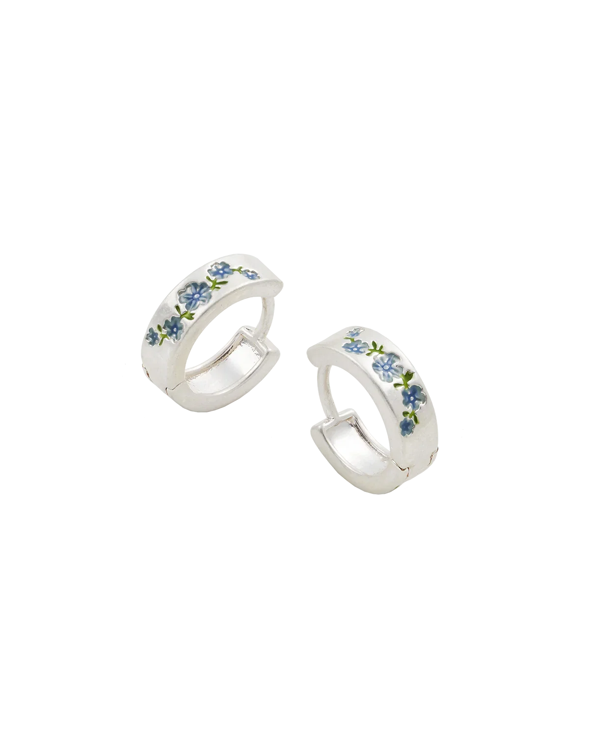 Image of Forget Me Not Silver Mini Hoop Earrings