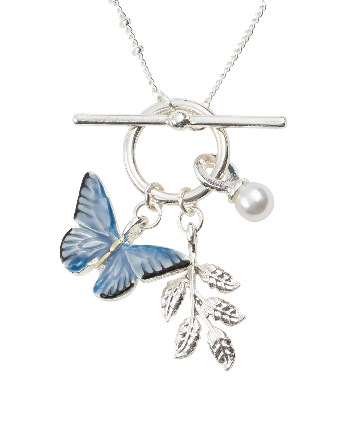 Image of Blue Butterfly Silver Necklace