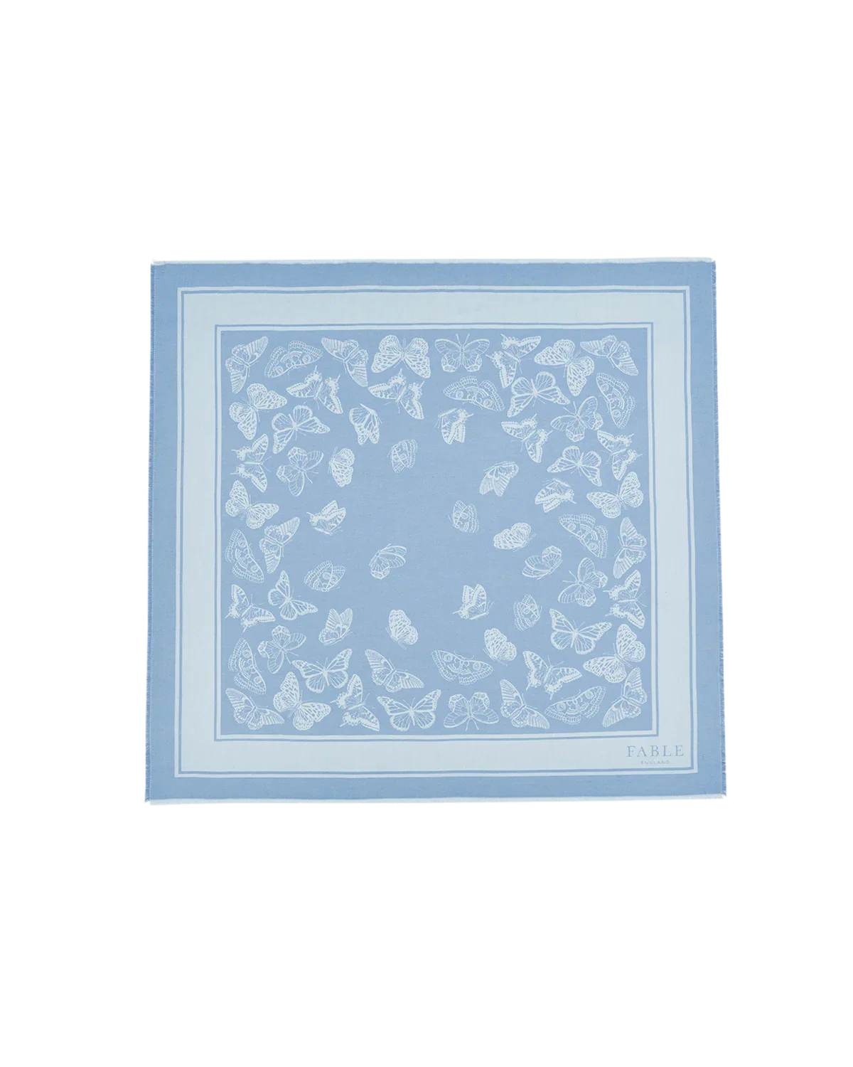 Image of Blue Butterfly Jacquard Square Scarf