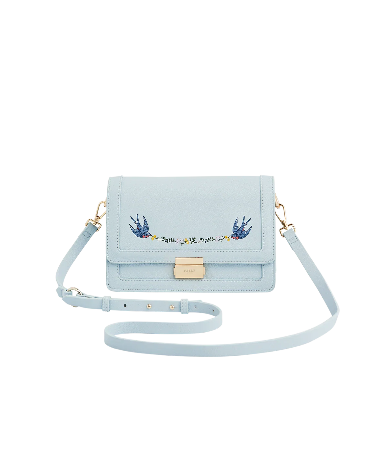 Image of Blue Bird Embroidered Foldover Bag