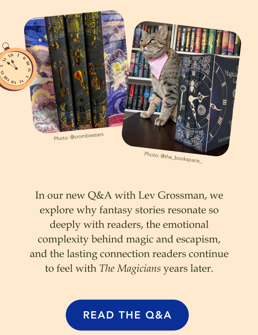 In our new Q&A with Lev Grossman, we explore why fantasy stories resonate so deeply with readers, the emotional complexity behind magic and escapism, and the lasting connection readers continue to feel with The Magicians years later. (Photos by @crombiestars and @the_bookspace_)
