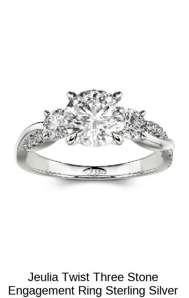 Jeulia Simple Twist Round Cut Gold Promise Ring Sterling Silver