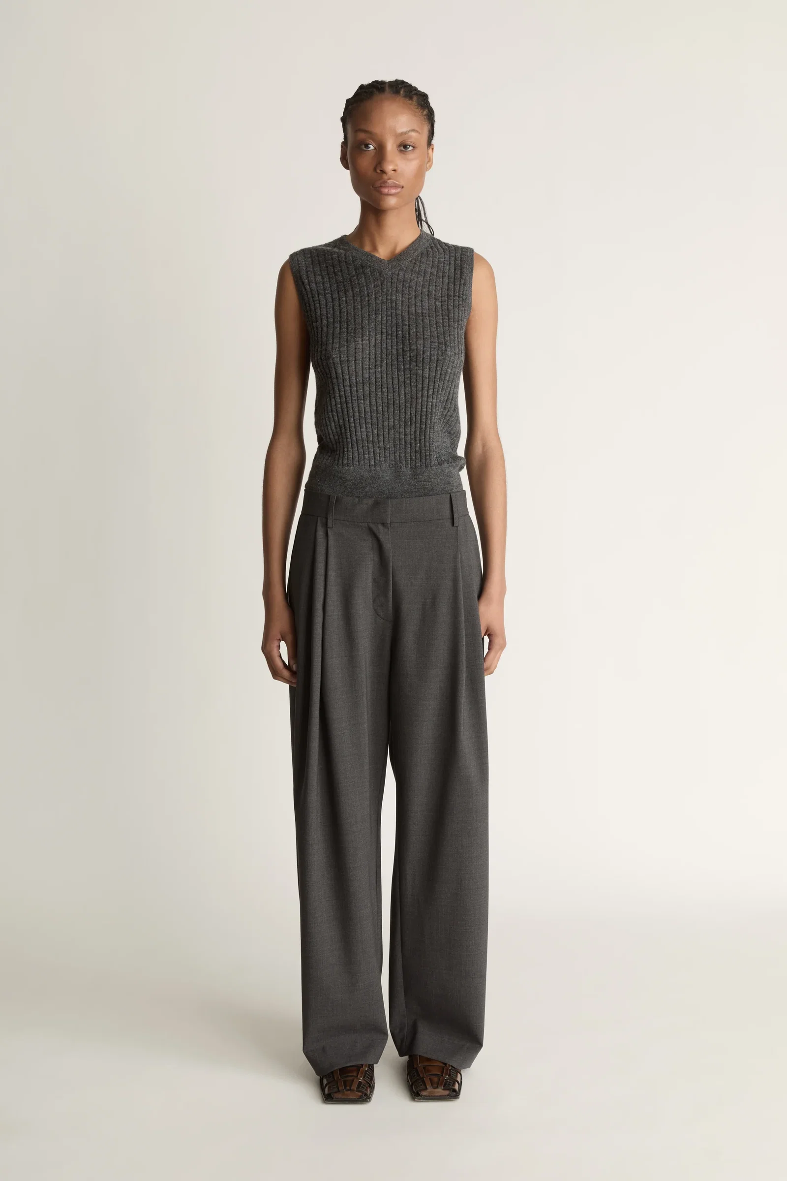 Image of Myles Wool Satin Stripe Pant