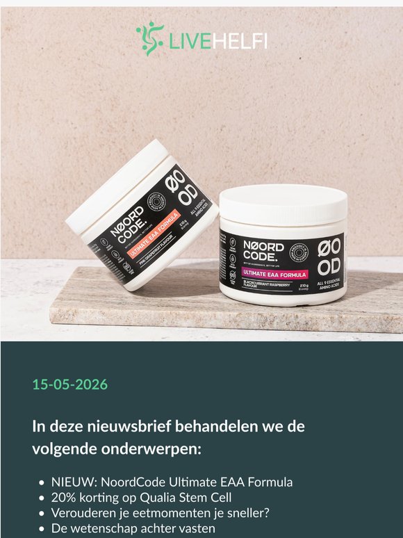Nieuwsbrief: NIEUWE NoordCode EAAs + 20% korting op Qualia Stem Cell