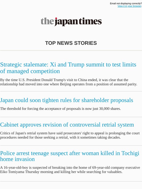 Today's top news: Strategic stalemate: Xi and Trump summit to test limits of managed competition