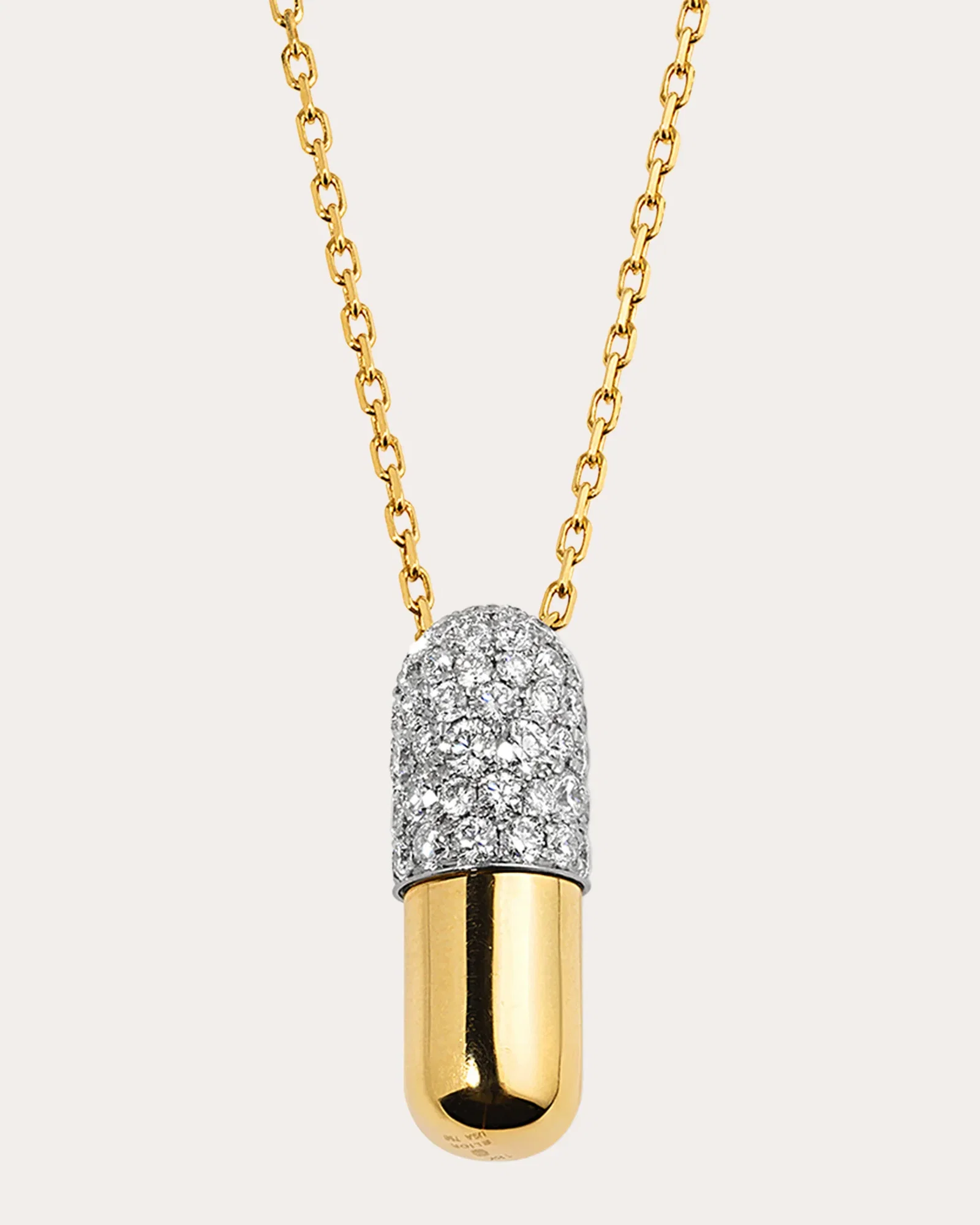 Diamond & 18k Gold Large Pill Pendant Necklace