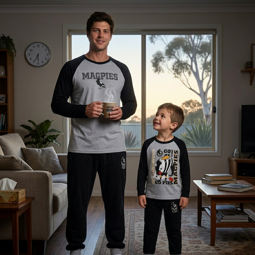 A man and a boy wearing AFl Raglan Pyjams Sets