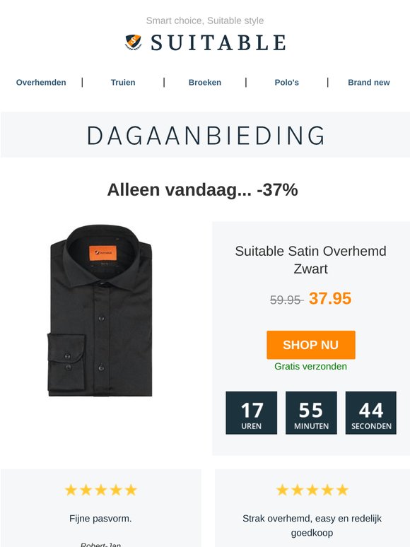 Alleen vandaag: Suitable Satin Overhemd Zwart