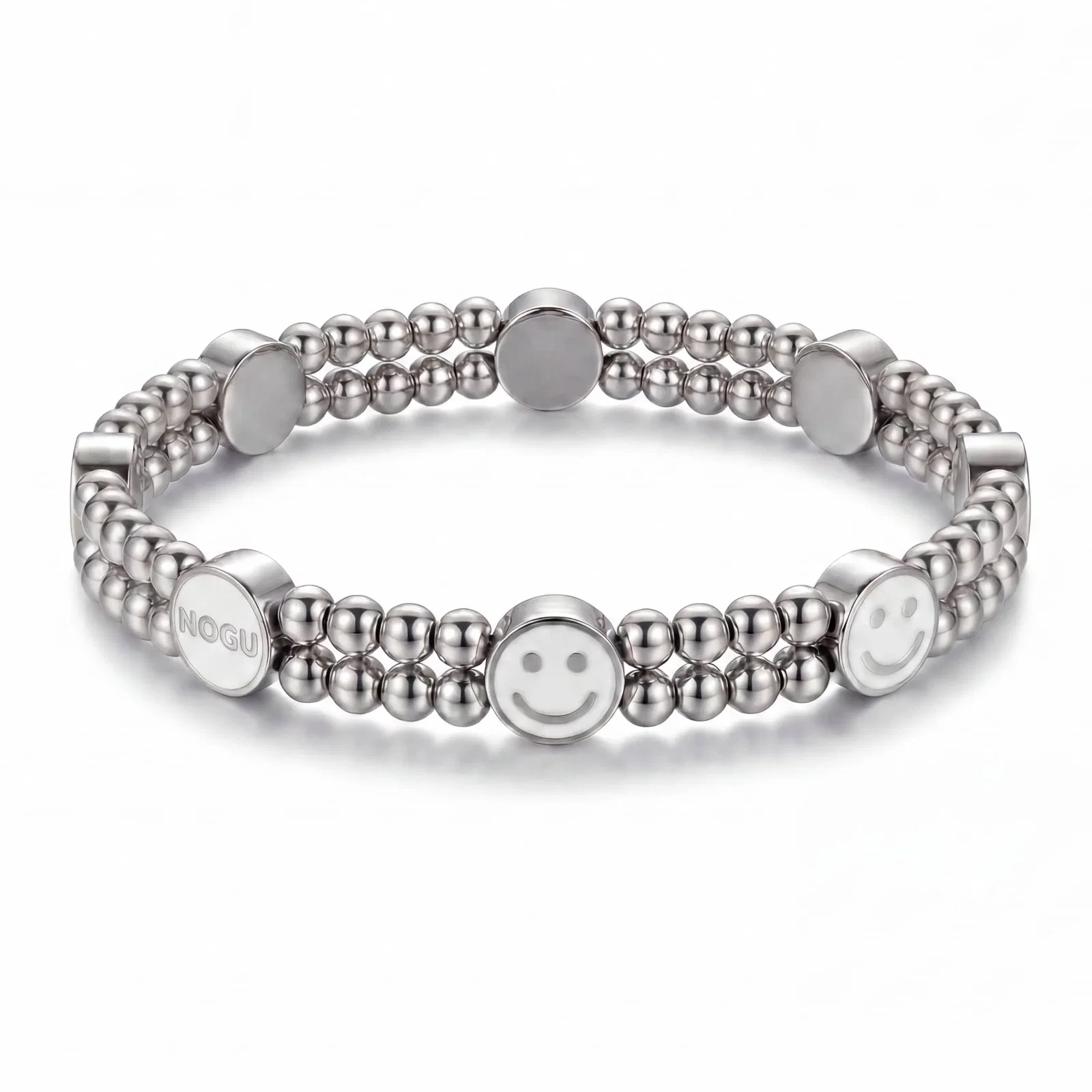 Image of Silver x White Luminous Enamel | Smile Bracelet