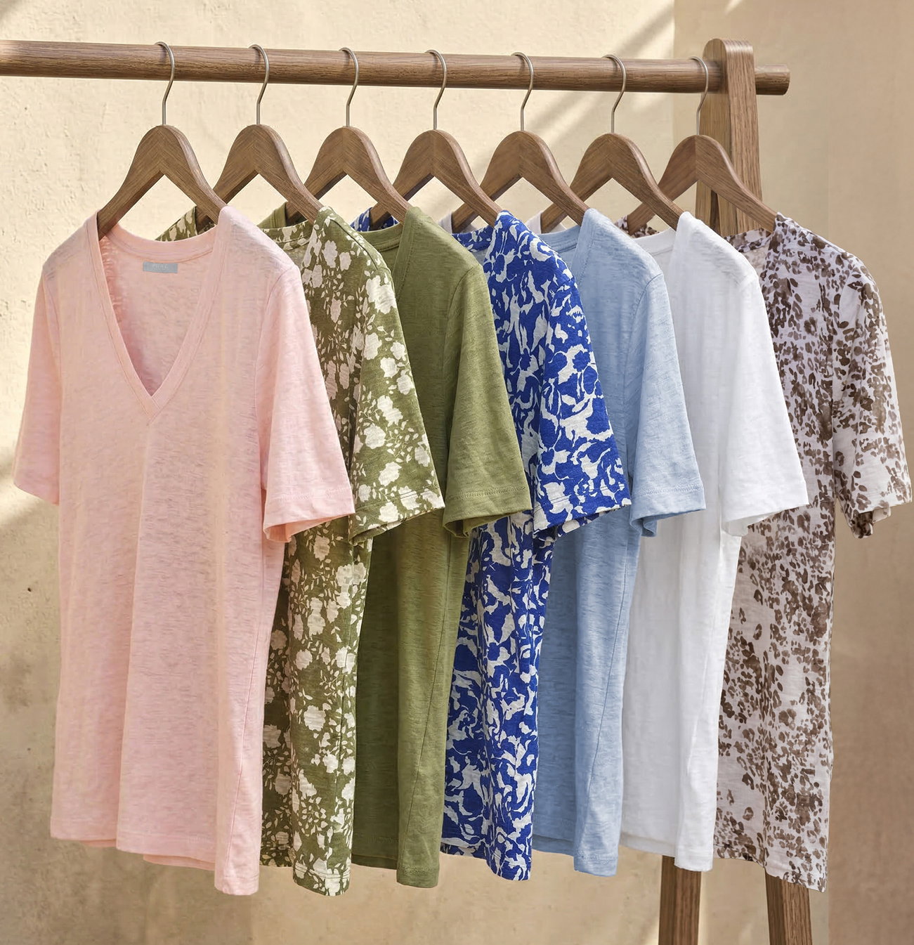 Linen Short Sleeve V Neck T-Shirt